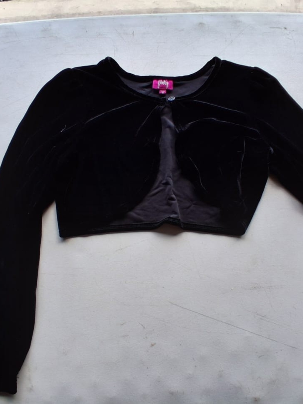 Pinky Black Velvet Cropped Bolero Jacket